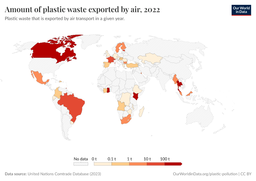 A thumbnail of the "Amount of plastic waste exported by air" chart